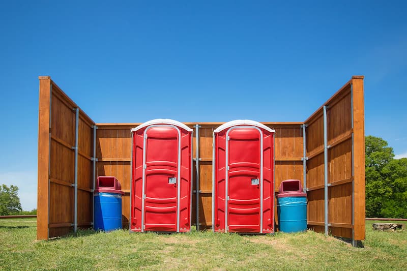 Short-term porta potty units staged for delivery in Truckee, California